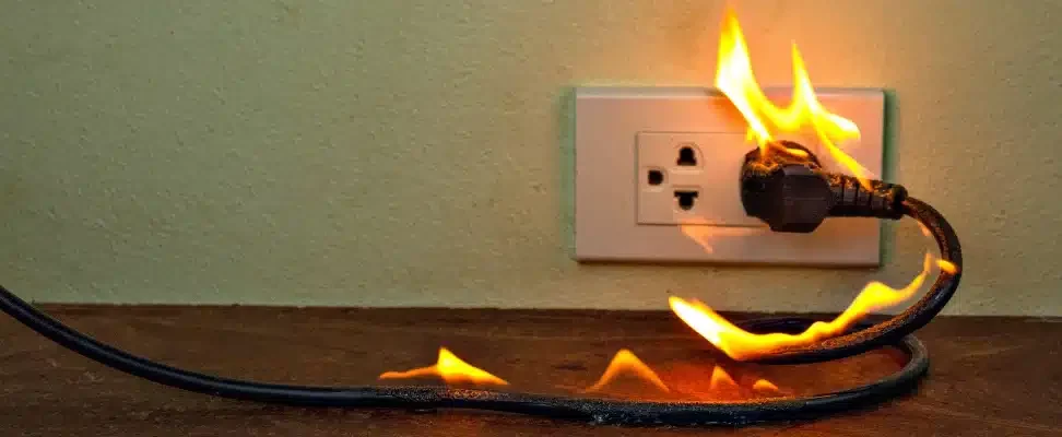 comment-detecter-les-problemes-d-installations-electriques Prise électrique dont le branchement prend feu.